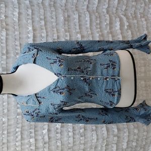 NWT Free People blouse, Large, floral ruched buttoned